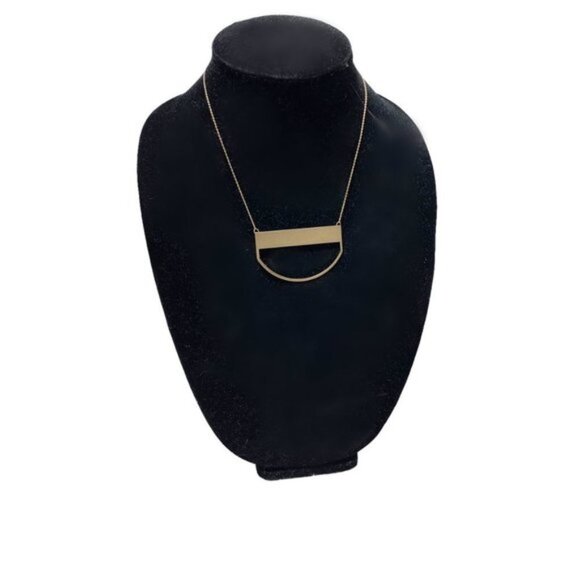 Matte Gold Women's Half Moon Bar Disc Necklace - Picture 1 of 3